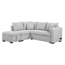 Load image into Gallery viewer, L-Shaped Sectional Pull Out Sofa Bed Sleeper Sofa With Two USB Ports, Two Power Sockets And A Movable Storage Ottoman