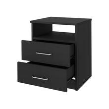Load image into Gallery viewer, 20" Modern Wood Two Drawer Nightstand - Black
