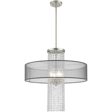 Load image into Gallery viewer, 33" Four Light Dimmable Chandelier With Shades - Nickel