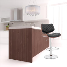 Load image into Gallery viewer, 45" Faux Leather Swivel Low Back Adjustable Height Bar Chair - Black / Silver