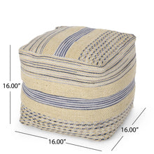 Load image into Gallery viewer, Western - Handcrafted Fabric Pouf, Durable - Natural / Blue