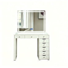 Load image into Gallery viewer, Makeup Vanity Desk With LED Lighted Mirror, 9 Drawers For Bedroom - Gloss White