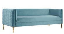 Load image into Gallery viewer, Velvet Sofa With Gold Legs - Teal Blue