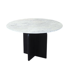 Load image into Gallery viewer, 48" Marble And Solid Wood Pedestal Base Round Top Dining Table - White