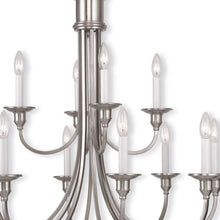 Load image into Gallery viewer, 32" Twelve Light Dimmable Chandelier With Shades - Nickel