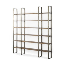 Load image into Gallery viewer, and Six Tier Bookcase - Brown / Nickel
