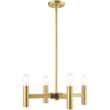 Load image into Gallery viewer, 19" Four Light Dimmable Chandelier With Shades - Brass