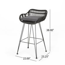 Load image into Gallery viewer, Outdoor Rattan Bar Chair With Metal Legs
