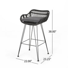 Load image into Gallery viewer, Outdoor Rattan Bar Chair With Metal Legs