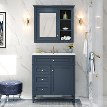 Load image into Gallery viewer, Bathroom Vanity With Medicine Cabinet, Royal Mirror Cabinet, Modern Bathroom Storage Cabinet With 2 Soft Closing Doors And 4 Drawers