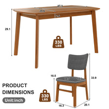 Load image into Gallery viewer, Dining Table Set For 4, Solid Wood Dining Table And Solid Wood Chairs, 5 Pieces Farmhouse Dining Table And 4 Upholstered Chairs - Brown / Gray