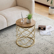 Load image into Gallery viewer, Contemporary Golden Side Table With Top And Metal Frame - Natural / Gold
