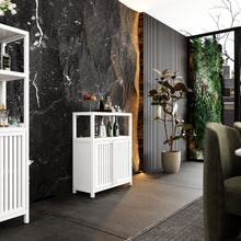 Load image into Gallery viewer, Bamboo Large Capacity Storage Cabinet With Shelves For Bathroom And Living Room - White