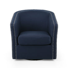 Load image into Gallery viewer, Modern Upholstered Swivel Club Chair With Nailhead Trim