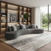 Load image into Gallery viewer, Boucle Curved Sofa With Toss Pillows - Dark Gray