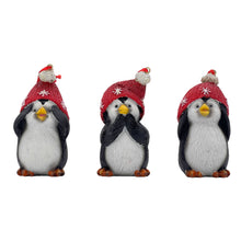 Load image into Gallery viewer, Penguin Christmas Figurine (Set of 3) - Black / White / Red