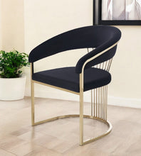 Load image into Gallery viewer, Upholstered Velvet Open Back Dining Arm Chair - Black / Gold