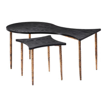 Load image into Gallery viewer, Wood And Steel Free Form Coffee And End Table (Set of 2) - Black And Bronze