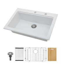 Load image into Gallery viewer, Quartz Kitchen Sink 30" X 22" Granite Composite Workstation Drop In Sink - White