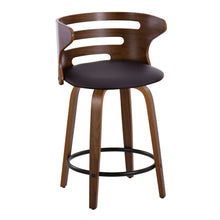 Load image into Gallery viewer, Cosini - Mid-Century Modern Fixed Height Counter Stool With Swivel With Round Footrest (Set of 2) - Walnut / Brown