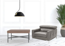 Load image into Gallery viewer, Genuine Leather Solid Color Lounge Chair - Gray And Silver