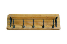 Load image into Gallery viewer, 6" Metal And Solid Wood Five Hook Wall Mount Coat Rack - Black / Brown