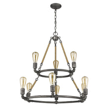 Load image into Gallery viewer, Nine Light Metal Dimmable Chandelier - Brown / Black