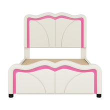 Load image into Gallery viewer, Upholstered Platform Bed & Curve Shaped And Height Adjustable Headboard, LED Light Strips