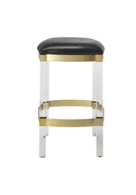 Load image into Gallery viewer, Acrylic Backless Counter Height Bar Chair - Brown / Clear
