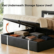 Load image into Gallery viewer, Upholstered Platform Bed Frame With Adjustable LED Headboard, USB C-Charging, Hydraulic Lift