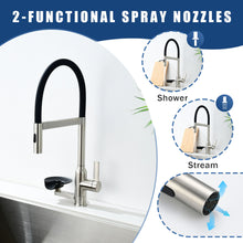 Load image into Gallery viewer, Kitchen Faucet With Magnetic Pull Out Sprayer, 360 Degree Swivel Single Handle High Arc Kitchen Sink Faucet With Glass Rinser - Brushed Nickel