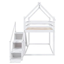 Load image into Gallery viewer, Twin Over Twin House Loft Or Bunk Bed With Slide And Staircase