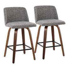 Load image into Gallery viewer, Toriano - Mid Century Modern Fixed Height Counter Stool & Square Footrest (Set of 2)