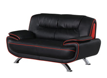 Load image into Gallery viewer, Faux Leather Love Seat - Black / Silver