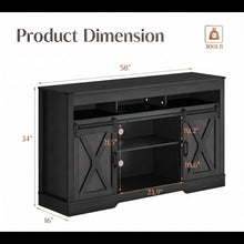 Load image into Gallery viewer, Farmhouse TV Stand With Sliding Barn Doors & Adjustable Storage