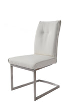 Load image into Gallery viewer, Upholstered Faux Leather Dining Side Chairs (Set of 2) - White & Silver