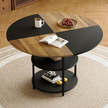 Load image into Gallery viewer, Diameter - Modern Splicing Circular Dining Table Double Layer Storage - Wood / Black