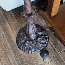 Load image into Gallery viewer, Traditional Shaped Floor Lamp With White Tiffany Glass Bowl Shade - Brown