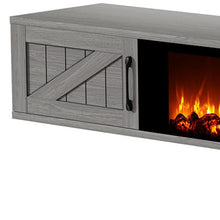 Load image into Gallery viewer, Floating Mount TV Stand With Fireplace - Gray