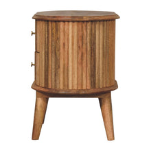 Load image into Gallery viewer, 20" Solid Wood Oval Ribbed Texturere Two Drawer Nightstand - Natural