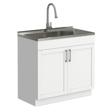 Load image into Gallery viewer, Modern Shaker All-In-One Laundry Utility Sink And Cabinet With Pull-Out Faucet