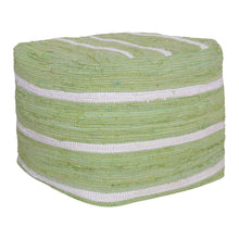 Load image into Gallery viewer, Cotton Cube Striped Pouf Ottoman - Green
