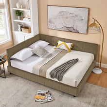 Load image into Gallery viewer, Mid-Century Storage Upholstered Tufted Bed Frame With Backrest And Armrests