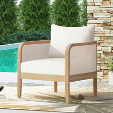 Load image into Gallery viewer, Outdoor Acacia Wood Patio Club Chair, Textilene Patio Furniture, Waterproof Thick Cushion Deep Seating For Porch, Garden, Backyard, Balcony, Weight Capacity 400Lbs, Light Teak - Beige