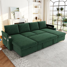 Load image into Gallery viewer, U Shaped Sectional Sofa Bed With Storage Chaise Lounges, USB Ports, And Cup Holders