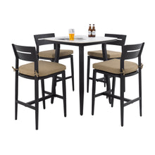 Load image into Gallery viewer, 5 Pieces Outdoor Patio Bar Set, Rounded Square Table & 4 Aluminum Bar Stools