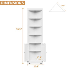 Load image into Gallery viewer, Tall Corner Storage Cabinet With 2 Doors, 5-Tier With Adjustable Shelves, Freestanding - White