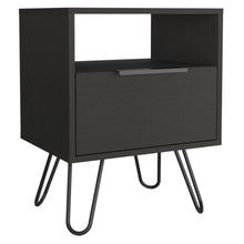 Load image into Gallery viewer, 22" Faux Wood Nightstand With Storage - Black