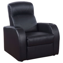 Load image into Gallery viewer, Greenfield - 4 Seater Home Theater With Wedge Console Recliners With Built In Storage And Cup Holders - Black