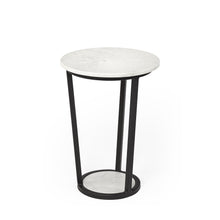 Load image into Gallery viewer, 21" Marble Round End Table - Black And White